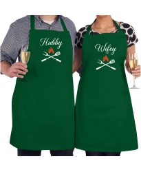  Romantic Hubby Wifey Kitchen Partners Matching Set Unisex Cooking Aprons For Couple 